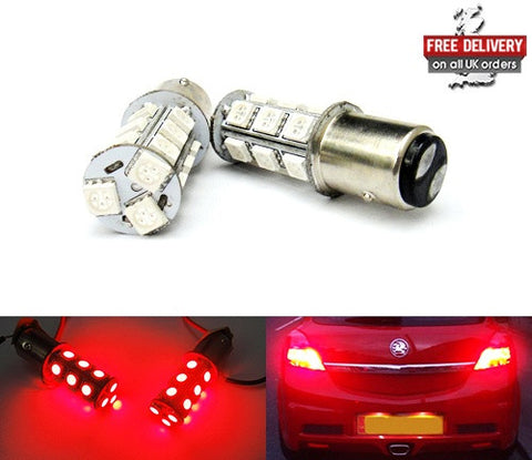 2 pieces of 18 high power SMD LED 566 BAZ15d 7225 P21/4W Light bulb red