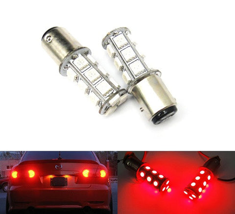 2 pieces of 18 high power SMD LED 566 BAZ15d 7225 P21/4W Light bulb red