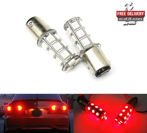 2 pieces of 18 high power SMD LED 566 BAZ15d 7225 P21/4W Light bulb red