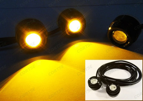 Universal 3W high power LED Eagle Eye kit Daytime Running Light DRL / Fog Lamp Amber