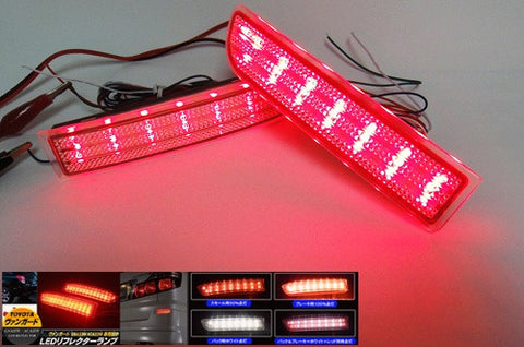 2x LED Bumper Reflector Red lens Tail Brake Light Red Backup lamp White Alphard Estima
