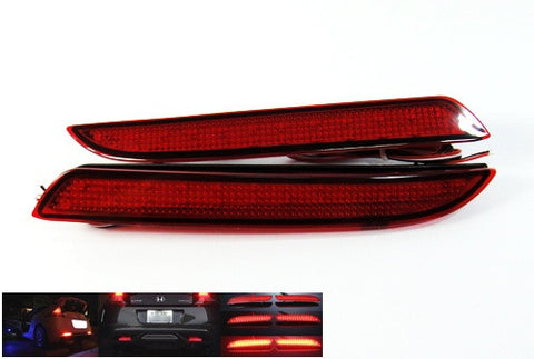 2x LED Bumper Reflector Red lens Tail Brake Light lamp Red Honda type I
