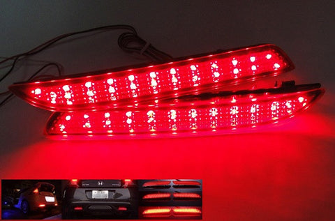 2x LED Bumper Reflector Red lens Tail Brake Light lamp Red Honda type I