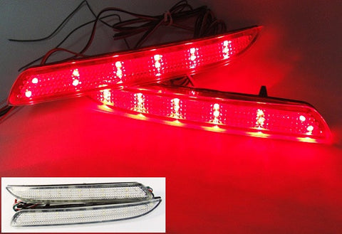 2x LED Bumper Reflector Clear lens Tail Brake Light Red Backup lamp White Honda type I