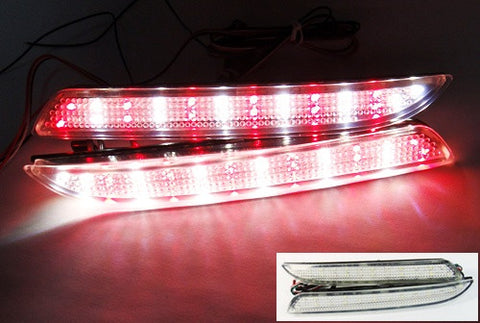 2x LED Bumper Reflector Clear lens Tail Brake Light Red Backup lamp White Honda type I