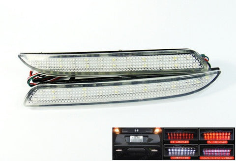2x LED Bumper Reflector Clear lens Tail Brake Light Red Backup lamp White Honda type I