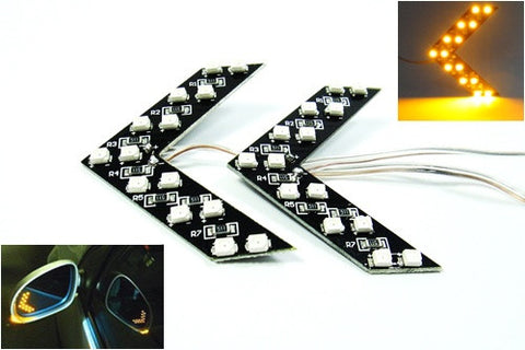 2 pieces of 14 SMD LED Side Mirror Turn Signal Arrow Panel Light Amber