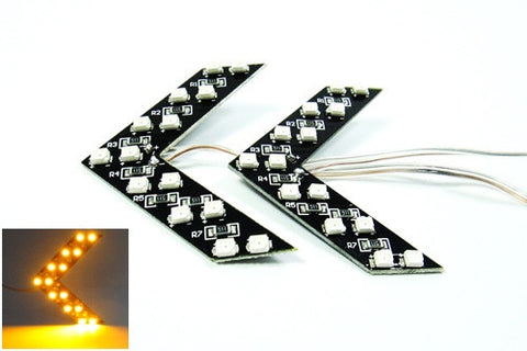 2 pieces of 14 SMD LED Side Mirror Turn Signal Arrow Panel Light Amber