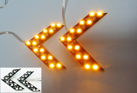 2 pieces of 14 SMD LED Side Mirror Turn Signal Arrow Panel Light Amber