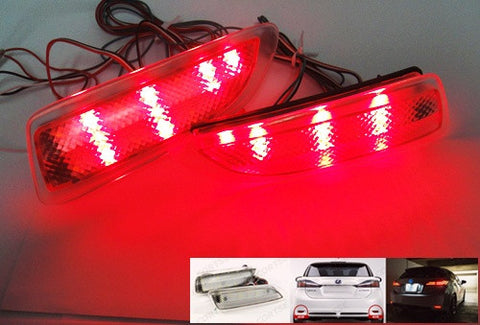 2x LED Bumper Reflector Clear lens Tail Brake Light Red Backup lamp White 2011+ CT200h Corolla