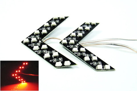 2 pieces of 14 SMD LED Side Mirror Turn Signal Arrow Panel Light Red