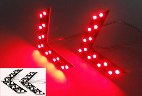 2 pieces of 14 SMD LED Side Mirror Turn Signal Arrow Panel Light Red