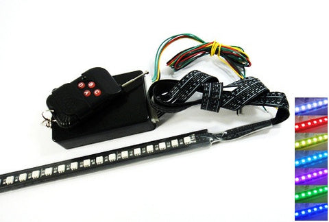 Universal 7-Color 48 SMD RGB LED Scanner Light Glowing Knight Rider kit Black Remote