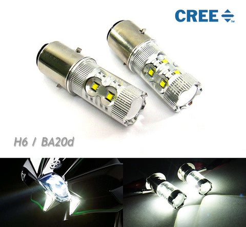 2 pieces of H6 BA20d 10x CREE XB-D LED Projector Headlight Light bulb 50W white