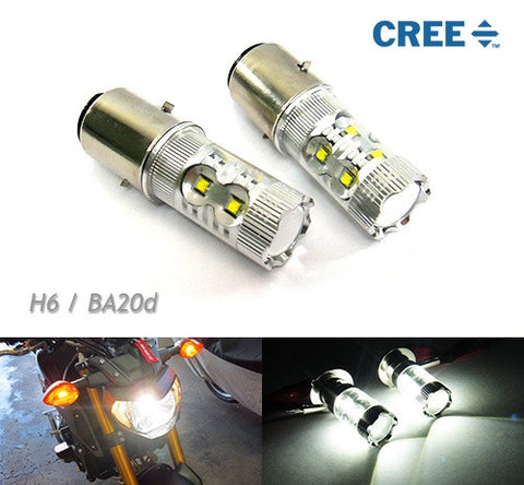 2 pieces of H6 BA20d 10x CREE XB-D LED Projector Headlight Light bulb 50W white
