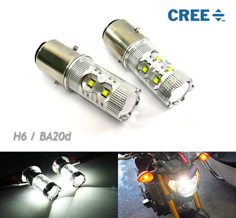 2 pieces of H6 BA20d 10x CREE XB-D LED Projector Headlight Light bulb 50W white