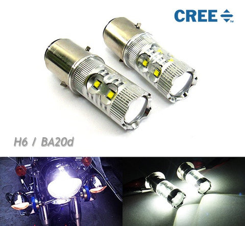 2 pieces of H6 BA20d 10x CREE XB-D LED Projector Headlight Light bulb 50W white