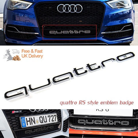Audi Quattro RS6 Style Logo Badge Grille Emblem Chrome