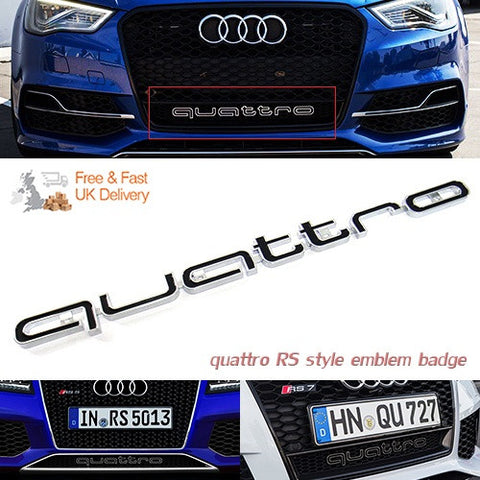 Audi Quattro RS6 Style Logo Badge Grille Emblem Chrome