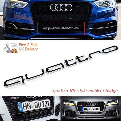 Audi Quattro RS6 Style Logo Badge Grille Emblem Chrome