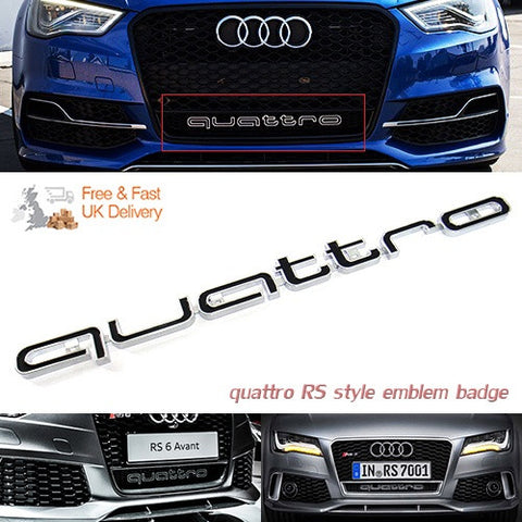 Audi Quattro RS6 Style Logo Badge Grille Emblem Chrome