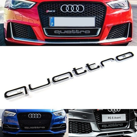 Audi Quattro RS6 Style Logo Badge Grille Emblem Chrome