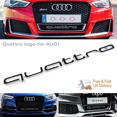 Audi Quattro RS6 Style Logo Badge Grille Emblem Chrome