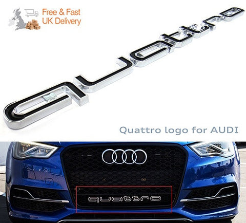 Audi Quattro RS6 Style Logo Badge Grille Emblem Chrome