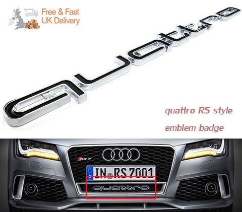 Audi Quattro RS6 Style Logo Badge Grille Emblem Chrome
