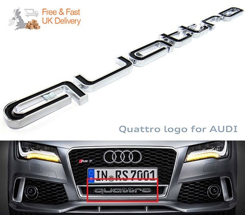 Audi Quattro RS6 Style Logo Badge Grille Emblem Chrome