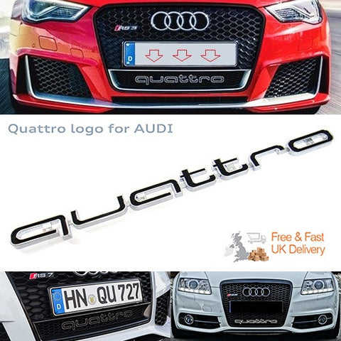 Audi Quattro RS6 Style Logo Badge Grille Emblem Chrome