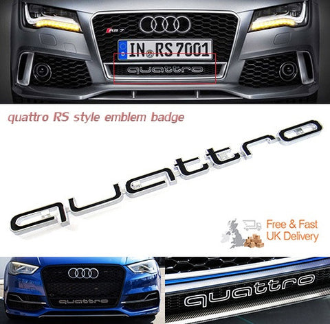 Audi Quattro RS6 Style Logo Badge Grille Emblem Chrome