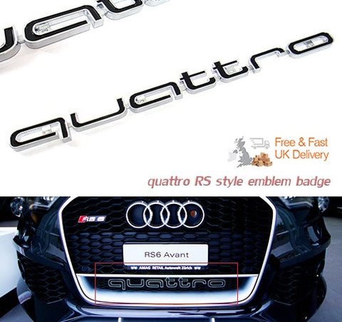 Audi Quattro RS6 Style Logo Badge Grille Emblem Chrome