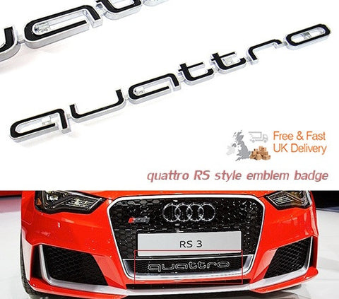 Audi Quattro RS6 Style Logo Badge Grille Emblem Chrome
