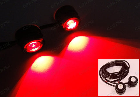 Universal 3W high power LED Eagle Eye kit Daytime Running Light DRL / Fog Lamp Red