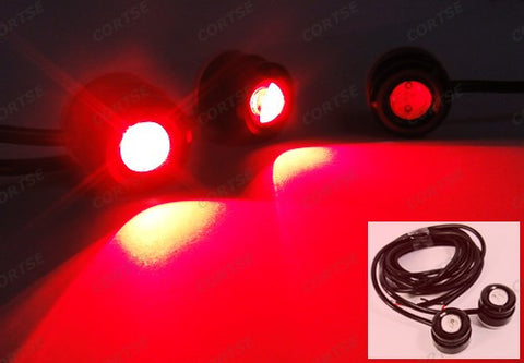 Universal 3W high power LED Eagle Eye kit Daytime Running Light DRL / Fog Lamp Red