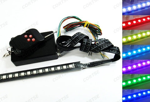 Universal 7-Color 48 SMD RGB LED Scanner Light Glowing Knight Rider kit Black Remote