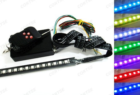 Universal 7-Color 48 SMD RGB LED Scanner Light Glowing Knight Rider kit Black Remote