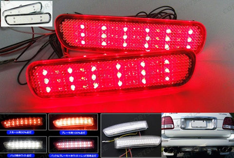 2x LED Bumper Reflector Clear lens Tail Brake Light Red Backup lamp White 98-07 LX470 Land Cruiser