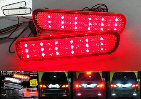 2x LED Bumper Reflector Clear lens Tail Brake Light Red Backup lamp White 98-07 LX470 Land Cruiser