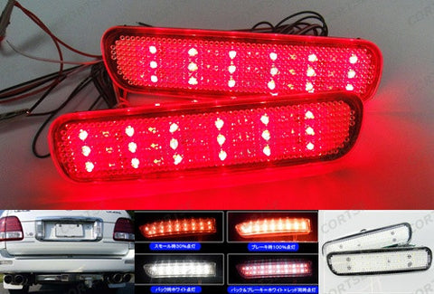 2x LED Bumper Reflector Clear lens Tail Brake Light Red Backup lamp White 98-07 LX470 Land Cruiser