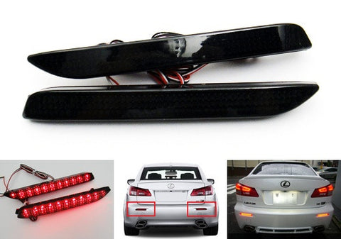2x LED Bumper Reflector Black Smoked lens Tail Brake Light Red For Toyota / Lexus