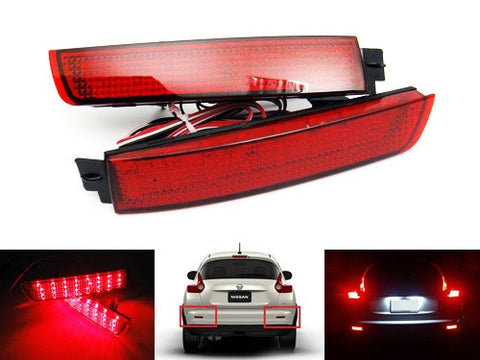 2x LED Bumper Reflector Red lens Tail Brake Light lamp Red Nissan Juke Murano Quest Infiniti FX35 FX50