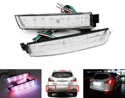 2x LED Bumper Reflector Clear lens Tail Brake Light Backup lamp Nissan Juke Murano Quest FX35 FX50