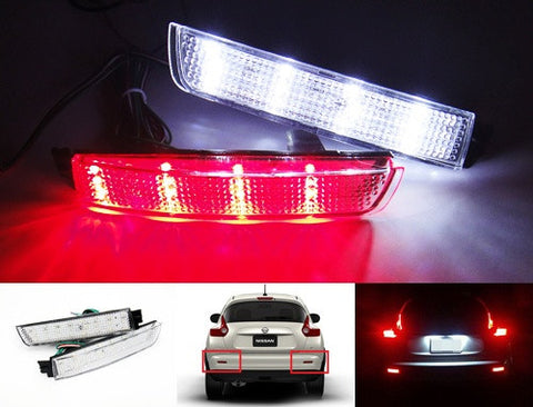 2x LED Bumper Reflector Clear lens Tail Brake Light Backup lamp Nissan Juke Murano Quest FX35 FX50