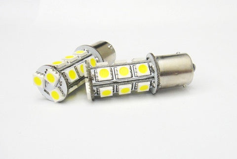 2 pieces of 18 High Power SMD LED 382 (P21W) 1156 7506 207 BA15s Light bulb white