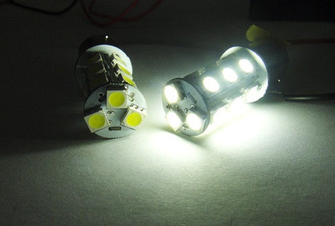 2 pieces of 18 High Power SMD LED 382 (P21W) 1156 7506 207 BA15s Light bulb white