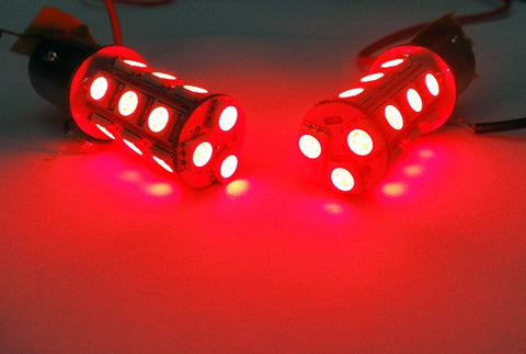 2 pieces of 18 High Power SMD LED 380 (P21/5W) 1157 7528 BAY15d Light bulb Red