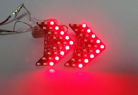 2 pieces of 27 SMD LED Side Mirror Sequential Turn Signal Arrow Panel Light Red
