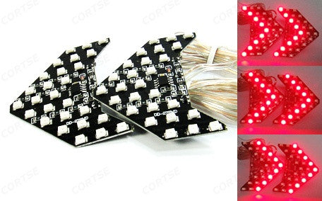 2 pieces of 27 SMD LED Side Mirror Sequential Turn Signal Arrow Panel Light Red